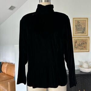 Vintage Black Velvet Turtleneck Blouse